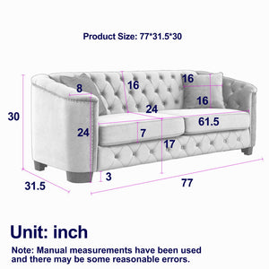 Modern Chesterfield Sofa With Tufted Backrest For Living Room