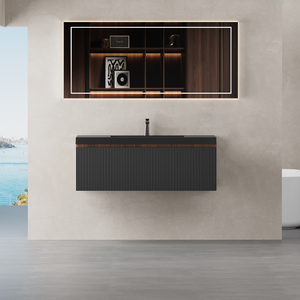 42" Floating Bathroom Vanity with Sink and Striped Storage Cabinet