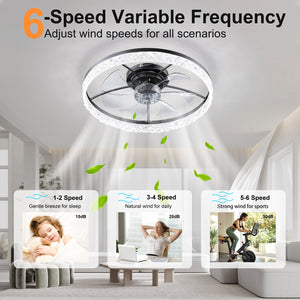23.6" Ceiling Fan with Lights, Remote and App Control