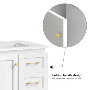 30" White Bathroom Vanity with Abundant Storage