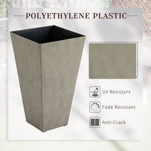 Outsunny Set of 3 Tall Planters with Drainage Hole, Gray