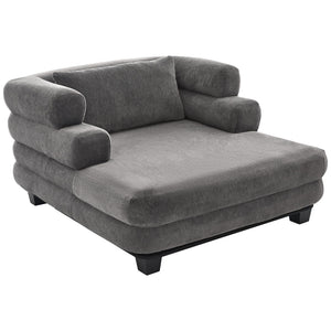 Oversized Chaise Lounge Sofa Bed with Deep Seat and Layered Armrests