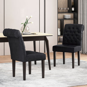 Broxton Tuft Dining Rolltop Chairs With Button Tufted Backrest (Set of 2)