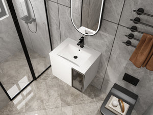 24" Wall-Mounted Bathroom Vanity With Ceramic Sink