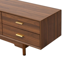 Modern TV Stand With Fluted Glass Doors & 2 Drawers