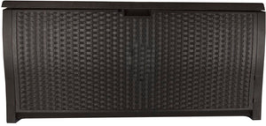 Suncast Backyard Patio Screen Gate w/ Backyard Patio Wicker Resin Storage Box