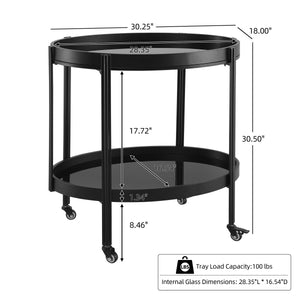 Oval Kitchen Island & Bar Cart