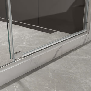 44-48"W x 74"H Pivot Shower Door with Brushed Nickel Finish
