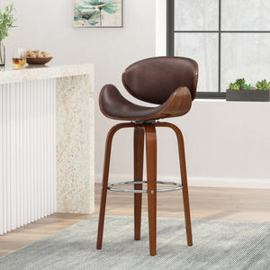 Lumos Mid Century Modern Upholstered Swivel Barstool