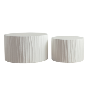 Nesting Coffee Table Set of 2 Round Wooden Tables