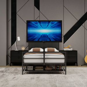 Twin Size Gaming Bed with Rotating TV Mount and LED Lighting