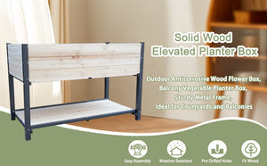 Solid Wood & Iron Frame Raised Garden Bed