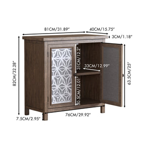 Rustic Natural Aged Brown Solid Wood Transitional Storage Cabinet – 31.89'