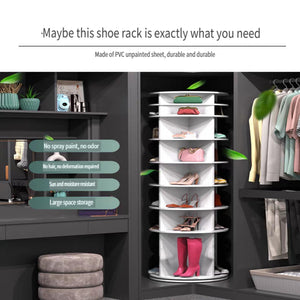 8 Tier Rotating Shoe Rack Tower with 360 Degree Spinning - White
