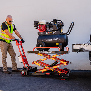 Electric Hydraulic Lift Table – 600 lb, 59 in. Extension Portable Powered Scissor Lift Cart for Warehouses, Shops & Material Handling