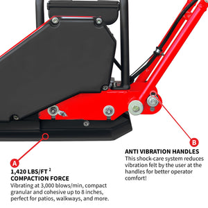 2 HP Electric Vibratory Plate Compactor Tamper for Gravel Soil Compaction - TRAPSKI
