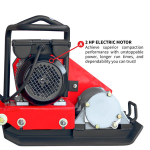 2 HP Electric Vibratory Plate Compactor Tamper for Gravel Soil Compaction - TRAPSKI