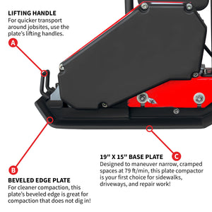 2 HP Electric Vibratory Plate Compactor Tamper for Gravel Soil Compaction - TRAPSKI