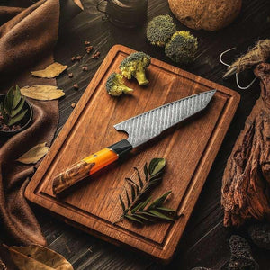 Elite Series VG10 Damascus Knife Set with Exotic Burl Wood Handle - TRAPSKI