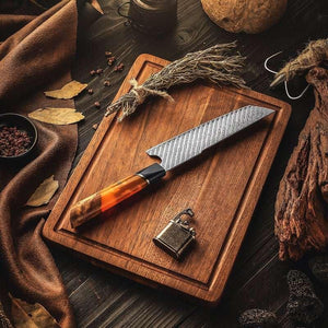 Elite Series VG10 Damascus Knife Set with Exotic Burl Wood Handle - TRAPSKI