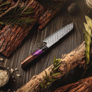 Elite Series VG10 Damascus Knife Set with Exotic Burl Wood Handle - TRAPSKI