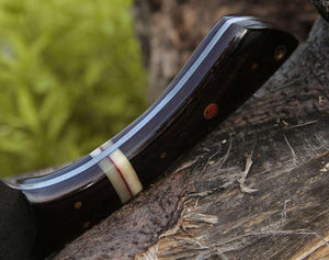 Ember Damascus Cleaver Knife with Bone & Exotic Wenge Wood Handle - TRAPSKI