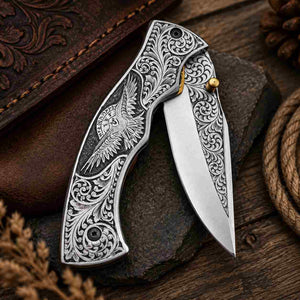 Personalized Viking Raven Folding Knife – Engraved D2 Steel Pocket Knife With Gift Box