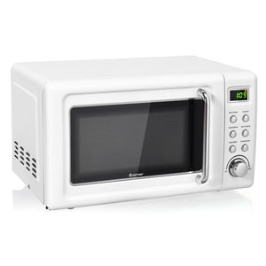 700W Retro Countertop Microwave Oven with 5 Micro Power and Auto Cooking Function