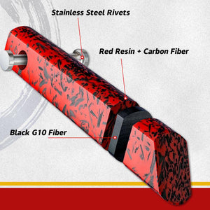 Epical Japanese Chef Knife Copper Damascus Steel Blade with Carbon Fiber Handle and Sheath - TRAPSKI