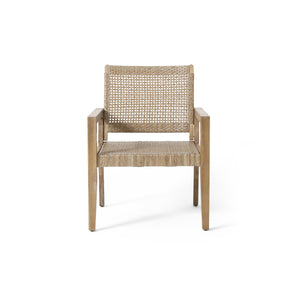 Outdoor Wicker and Acacia Wood Club Chairs - Set of 2
