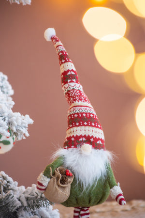 Set of 2 Fabric Standing Holiday Gnomes with Knit Hats – 29.5" H