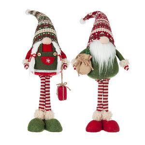 Set of 2 Fabric Standing Holiday Gnomes with Knit Hats – 29.5" H