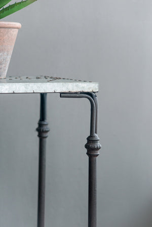 Set of 3 Metal Nesting Tables with Galvanized Tops - Antique Gray