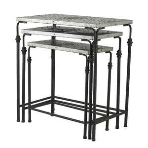 Set of 3 Metal Nesting Tables with Galvanized Tops - Antique Gray