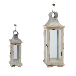 Decorative Wooden Candle Lantern Set of Two with Glass – Indoor & Outdoor Use