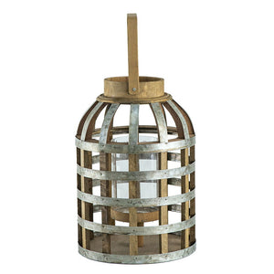 Decorative Wooden Lantern with Handle - Pearl Silver