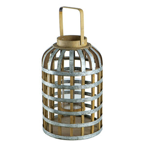 Decorative Wooden Lantern with Handle - Pearl Silver