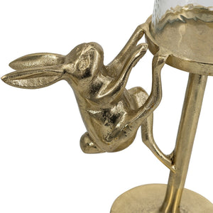 Gold Rabbit Pillar Candle Holder with Glass Hurricane Shade - Clear, Gold
