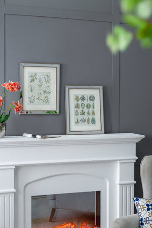 Liana Mirror Framed Wall Art Set with Botanical Designs - Golden Tint