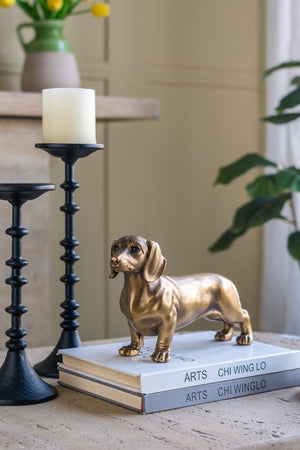 Lifelike Dachshund Figurine with Copper Finish - Copper