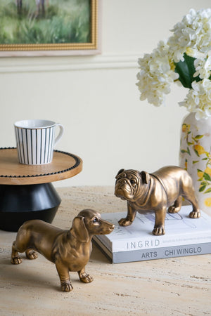Lifelike Dachshund Figurine with Copper Finish - Copper
