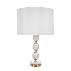 Marble Base Table Lamp with White Fabric Shade - 26.5"