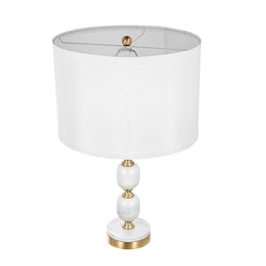 Marble Base Table Lamp with White Fabric Shade - 26.5"