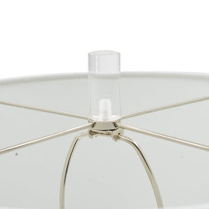Sculpted Marble & Crystal Cylinder Table Lamp with White Drum Shade - White