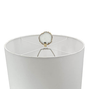 Smoke Agate-Slice Table Lamp with Marble Base - Genuine Agate
