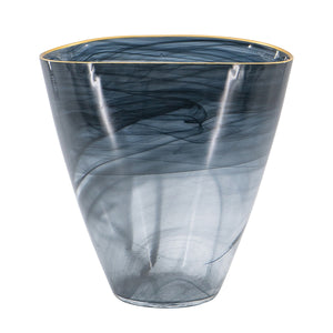 Smokey Black Glass Vase with Gold Rim - Multicolor