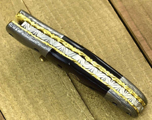 Exodus Gentleman's Knife with Sheath & Bull Horn Handle and Knife Sharpener - TRAPSKI