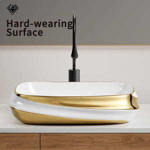 Vessel Sink Above Counter Vanity Basin - Gold / White / Milk White