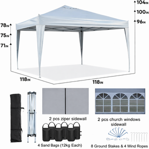 Outdoor 10x 10Ft Pop Up Gazebo Canopy Tent with Removable Sidewalls