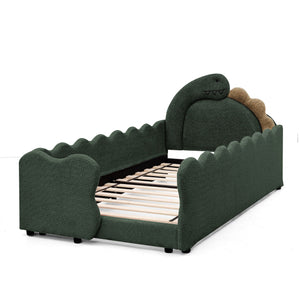 Cute Dinosaur Shaped Bed With Safety Guardrail, Toddler Frame